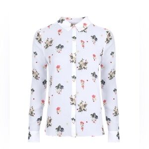 Ted Baker Simma Floral Printed Woven Shirt in White - Size 6
